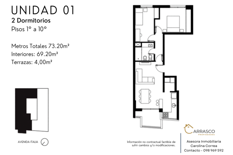 Pulse - Avenida Italia , Venta de Apartamento, 2 dormitorios, 1 baño, frente con balcón | Parque Batlle