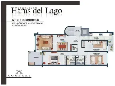 Gran Alquiler en barrio privado Haras del Lago/ 126m2/3 dormitorios & 3 baños/cochera