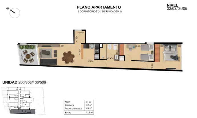 Genaro Urquiza - Venta de Apartamento, 2 dormitorios 1 baño, frente, Tres Cruces